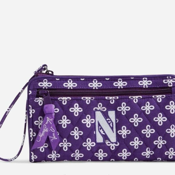 Vera Bradley Northwestern University Front Zip Wristlet New - Picture 1 of 5